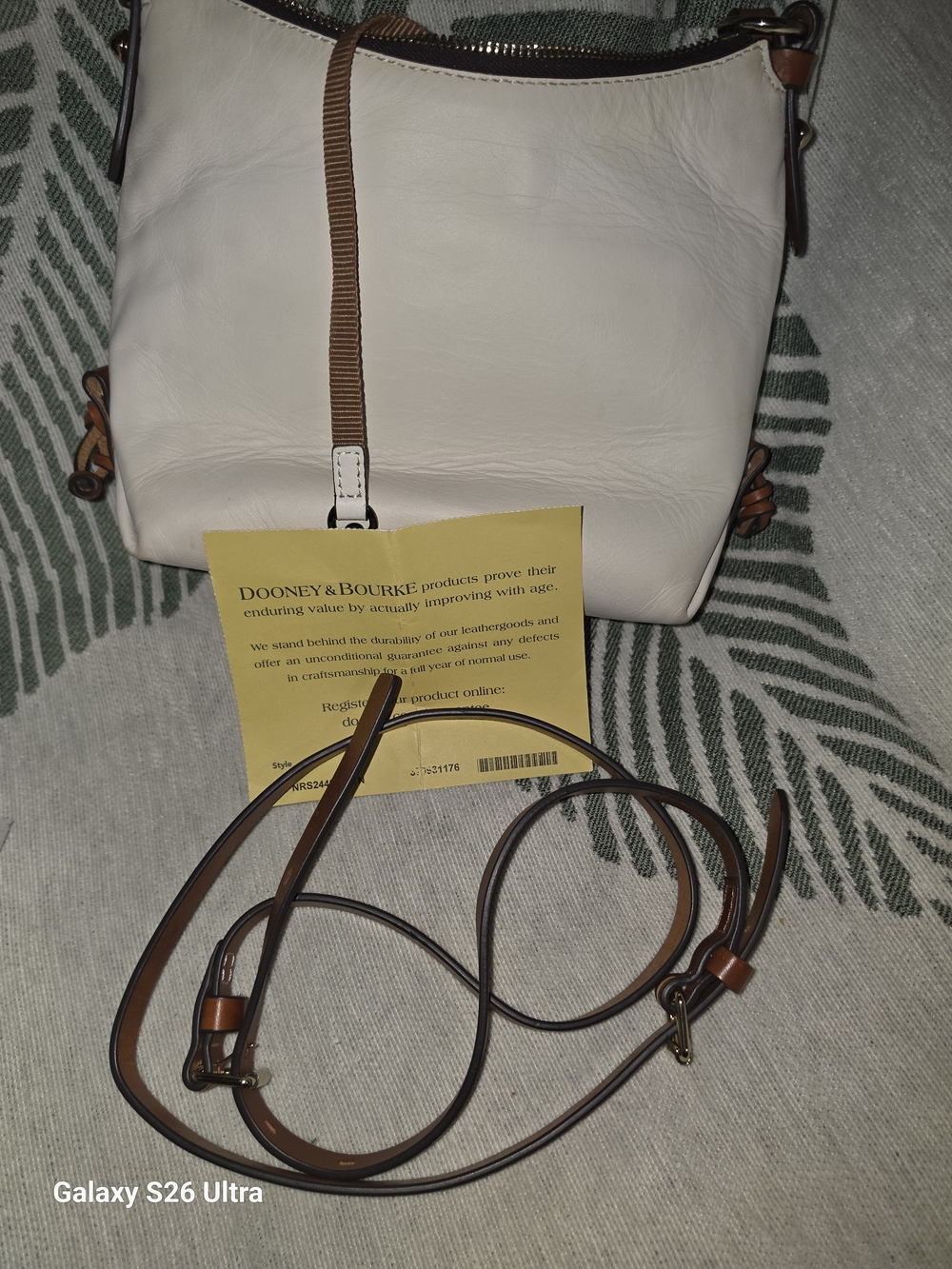 Dooney & Bourke Cream Crossbody with Brown Trim - Picture 2 of 12